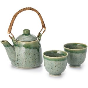 Set yasuko, porcelana japonesa bule + 2 tigelas