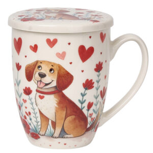 Taza dog-hearts, porc. 0,35 l. filtro y tapa