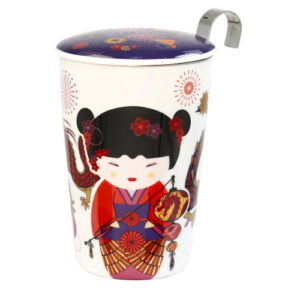 Taza geisha fuego, porcelana 0,35 l. filtro y tapa