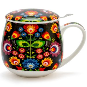 Taza etnic, porcelana fina 0,40 l. filtro tapa