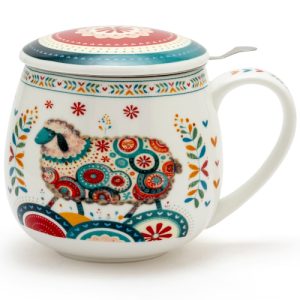 Taza ram, porcelana fina 0,40 l. filtro tapa