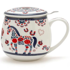 Taza horse, porcelana fina 0,40 l. filtro tapa