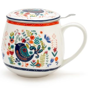 Taza folklore, porcelana fina 0,40 l. filtro tapa
