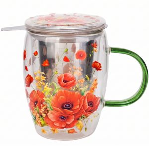 Mug poppies, cristal 0,35 l. filtro y tapa