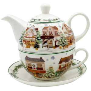 Set christmas-city, porcelana tea for one