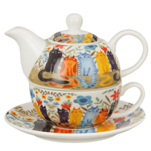 Set felines, porcelana tea for one